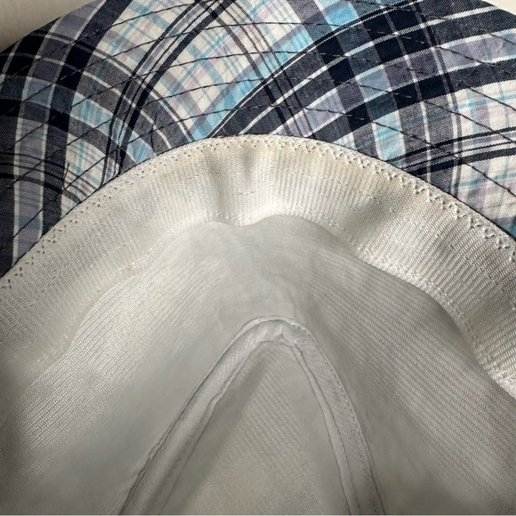 Plaid fedora hat blue and white - Picture 8 of 9